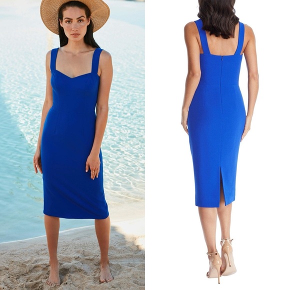 NWT Dress The Population Nicole Midi Dress in Electric Blue sz M - Picture 2 of 8
